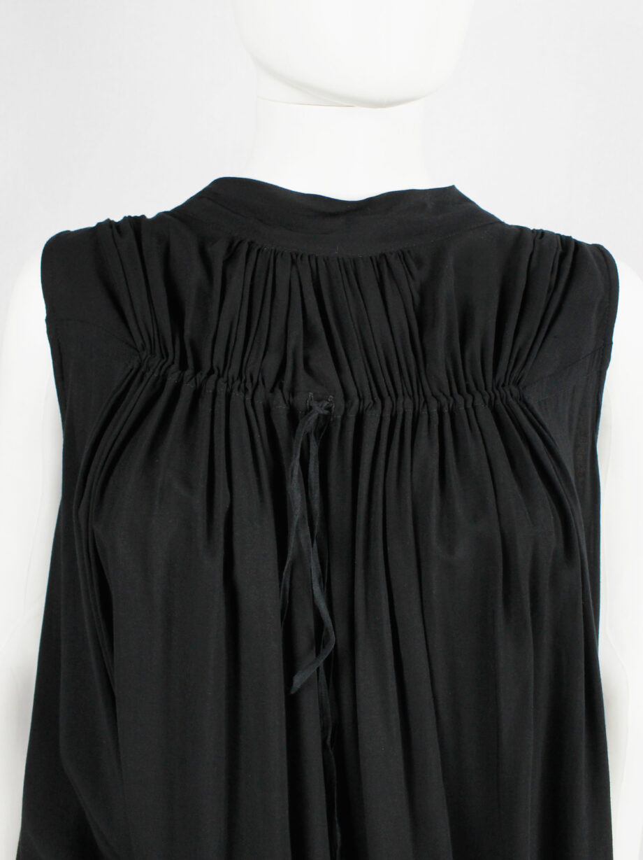 Ann Demeulemeester Blanche black draped tunic with pleated bust fall 2009 re-edition (6)