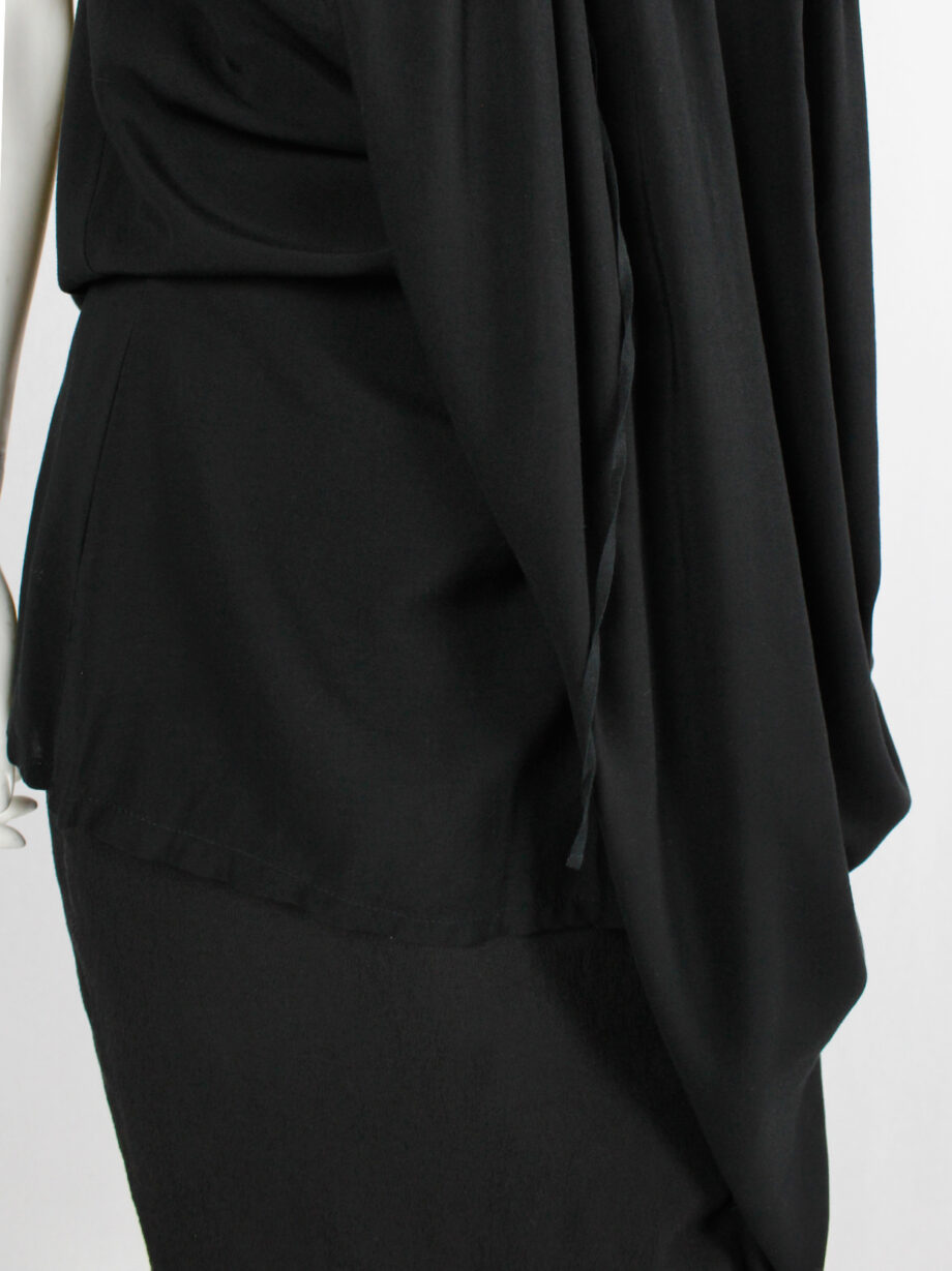 Ann Demeulemeester Blanche black draped tunic with pleated bust fall 2009 re-edition (7)