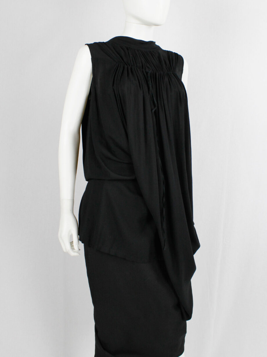 Ann Demeulemeester Blanche black draped tunic with pleated bust fall 2009 re-edition (8)