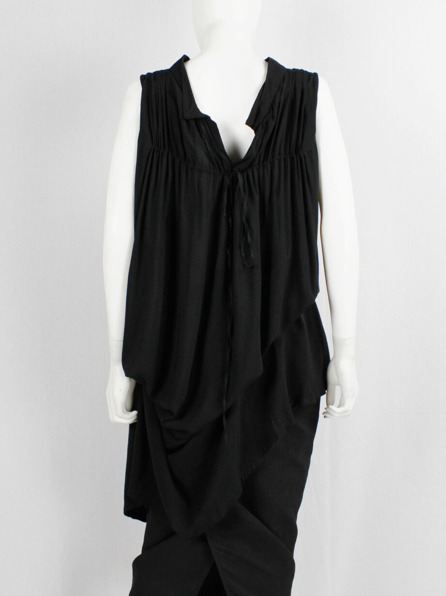 Ann Demeulemeester Blanche black draped tunic with pleated bust fall 2009 re-edition (9)