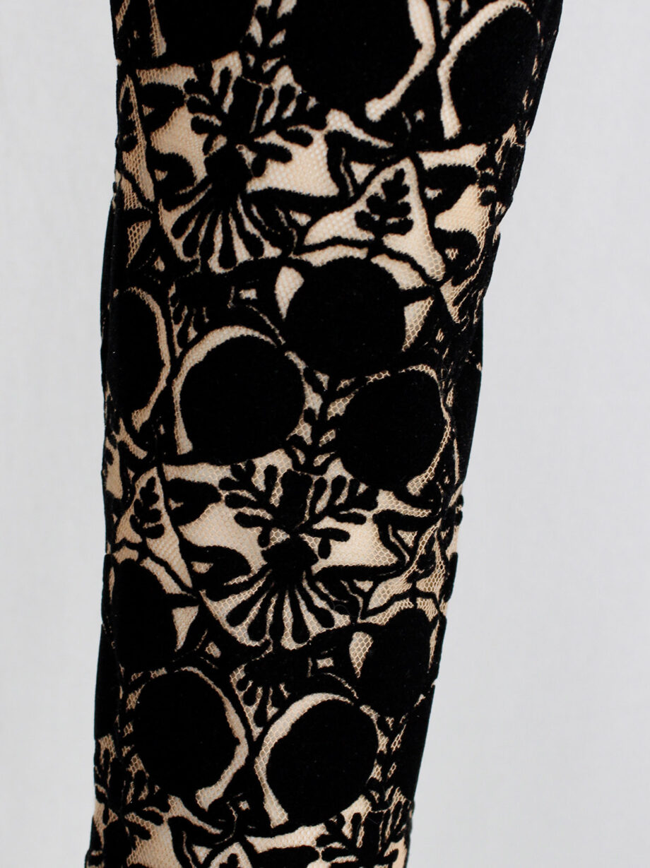 Ann Demeulemeester beige cropped mesh trousers with black circular velvet print spring 2014 (5)