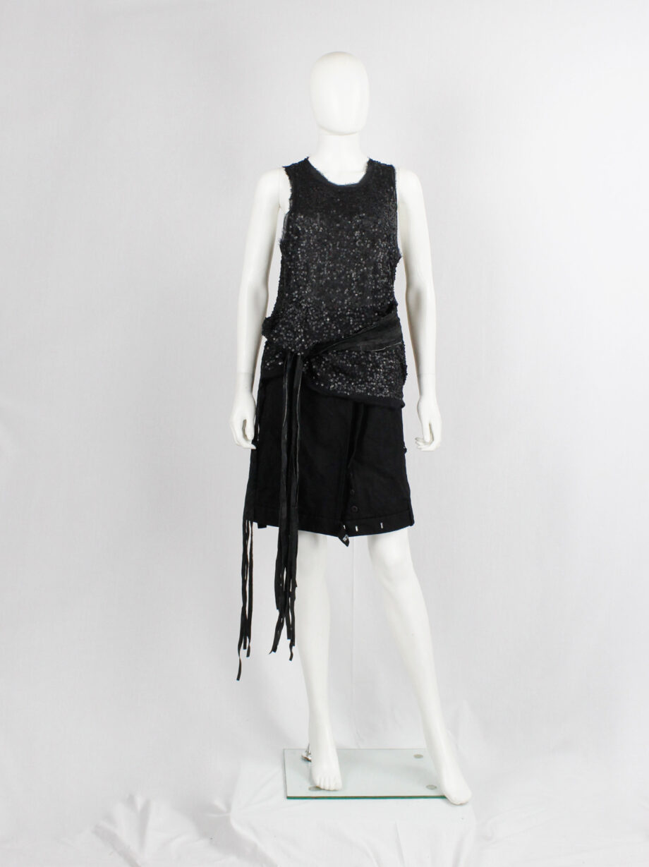 Ann Demeulemeester black raw silk top with matte black sequins spring 2010 (1)