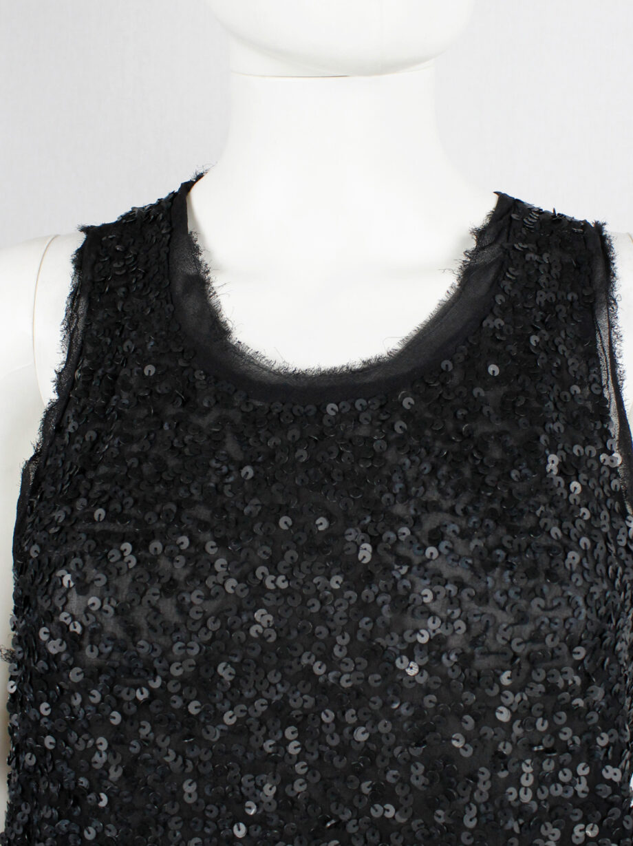 Ann Demeulemeester black raw silk top with matte black sequins spring 2010 (4)