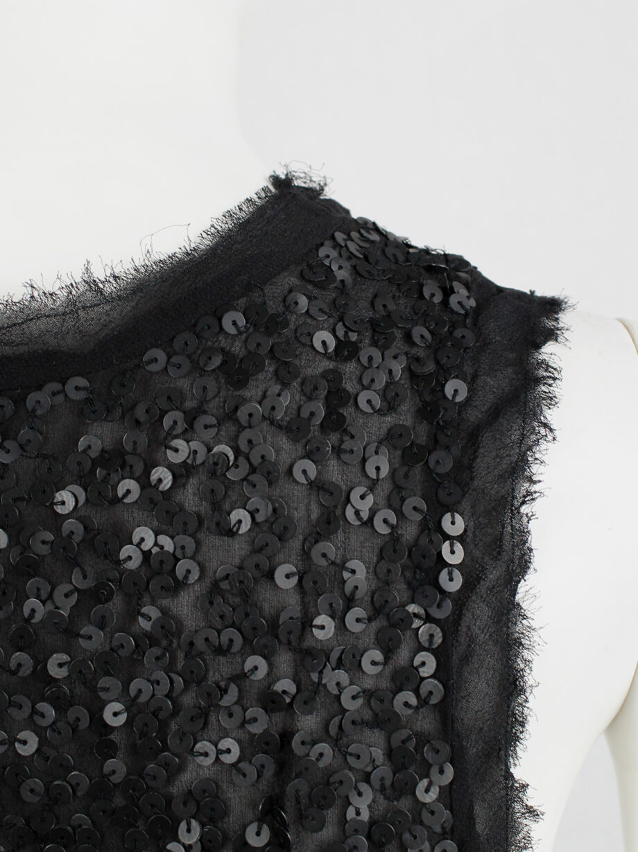 Ann Demeulemeester black raw silk top with matte black sequins spring 2010 (8)
