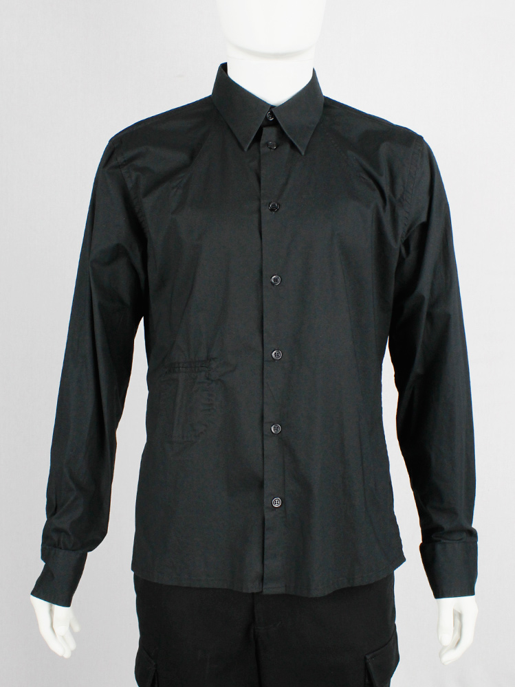 Dirk Bikkembergs Sport Couture black shirt with displaced breast pocket (1)