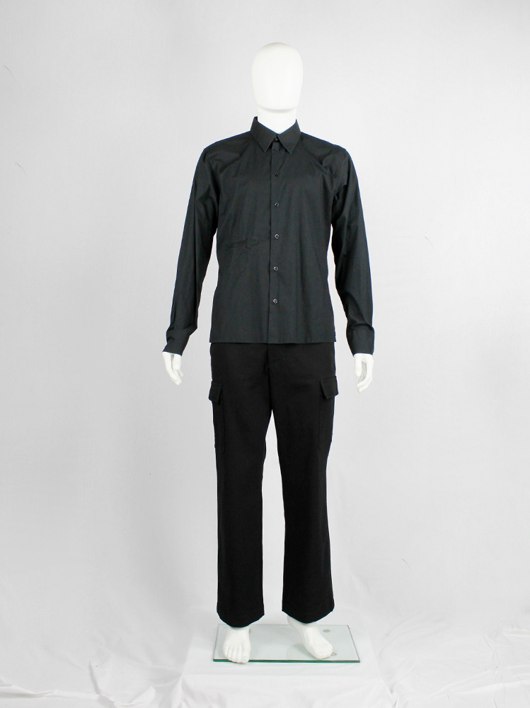 Dirk Bikkembergs Sport Couture black shirt with displaced breast pocket (4)