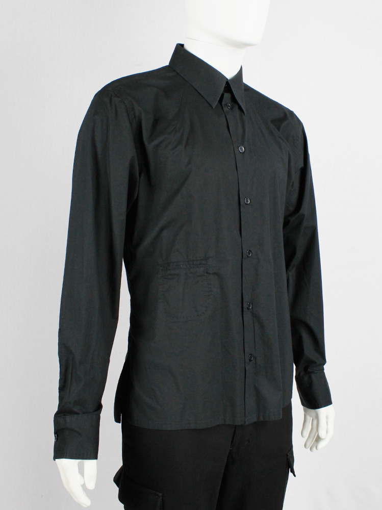 Dirk Bikkembergs Sport Couture black shirt with displaced breast pocket (6)