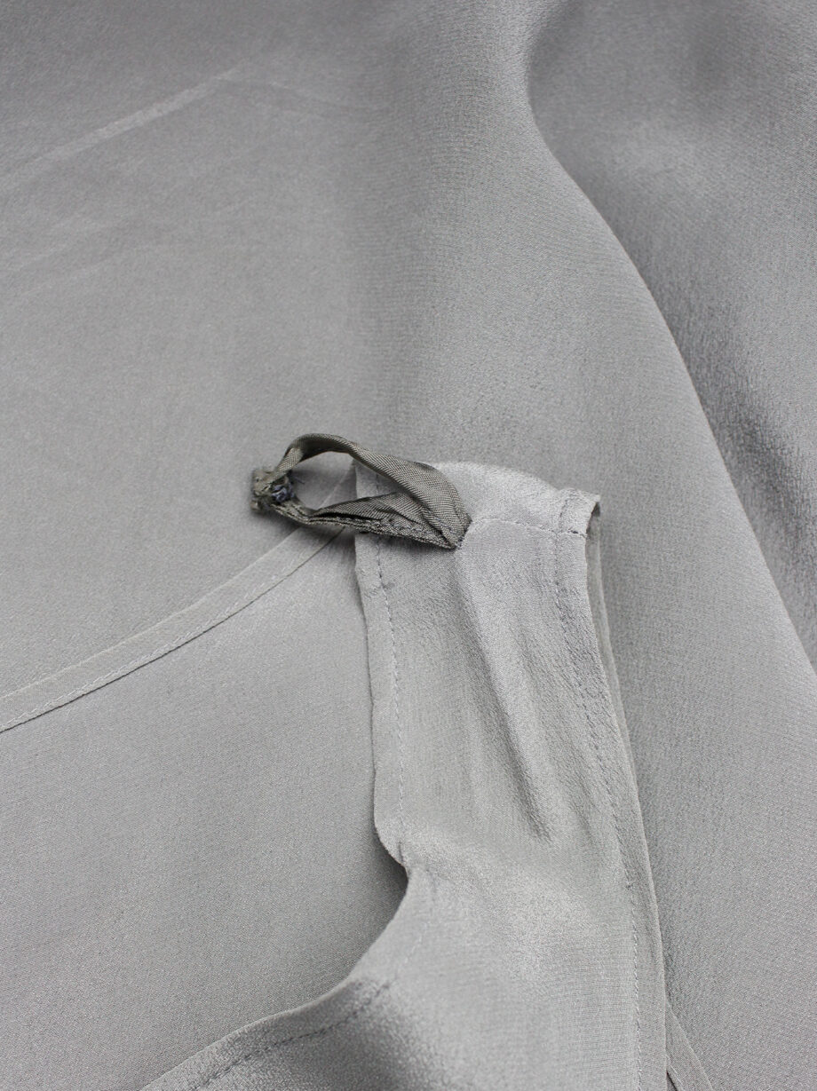 Maison Martin Margiela grey top with silver chain in the black silk hem spring 1999 (16)