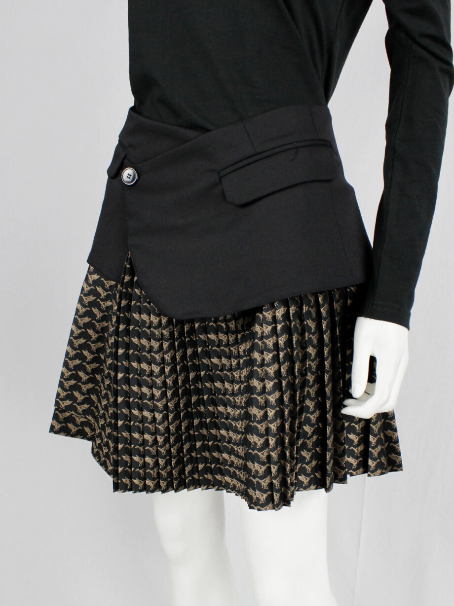af Vandevorst black deconstructed blazer as a skirt with pleated gold underskirt fall 2016 (2)
