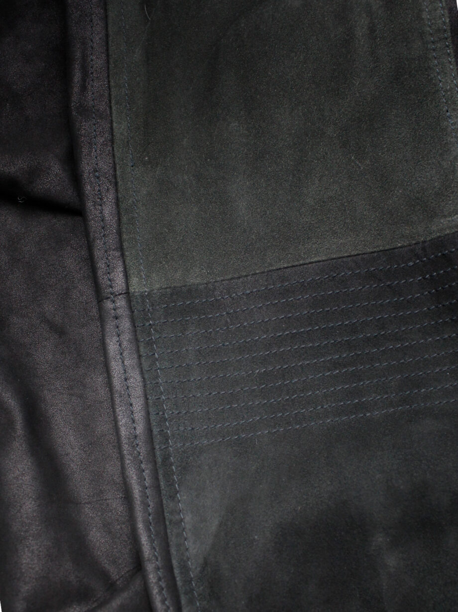 af Vandevorst black leather patchwork trousers with stitched biker knee detail spring 2016 (4)