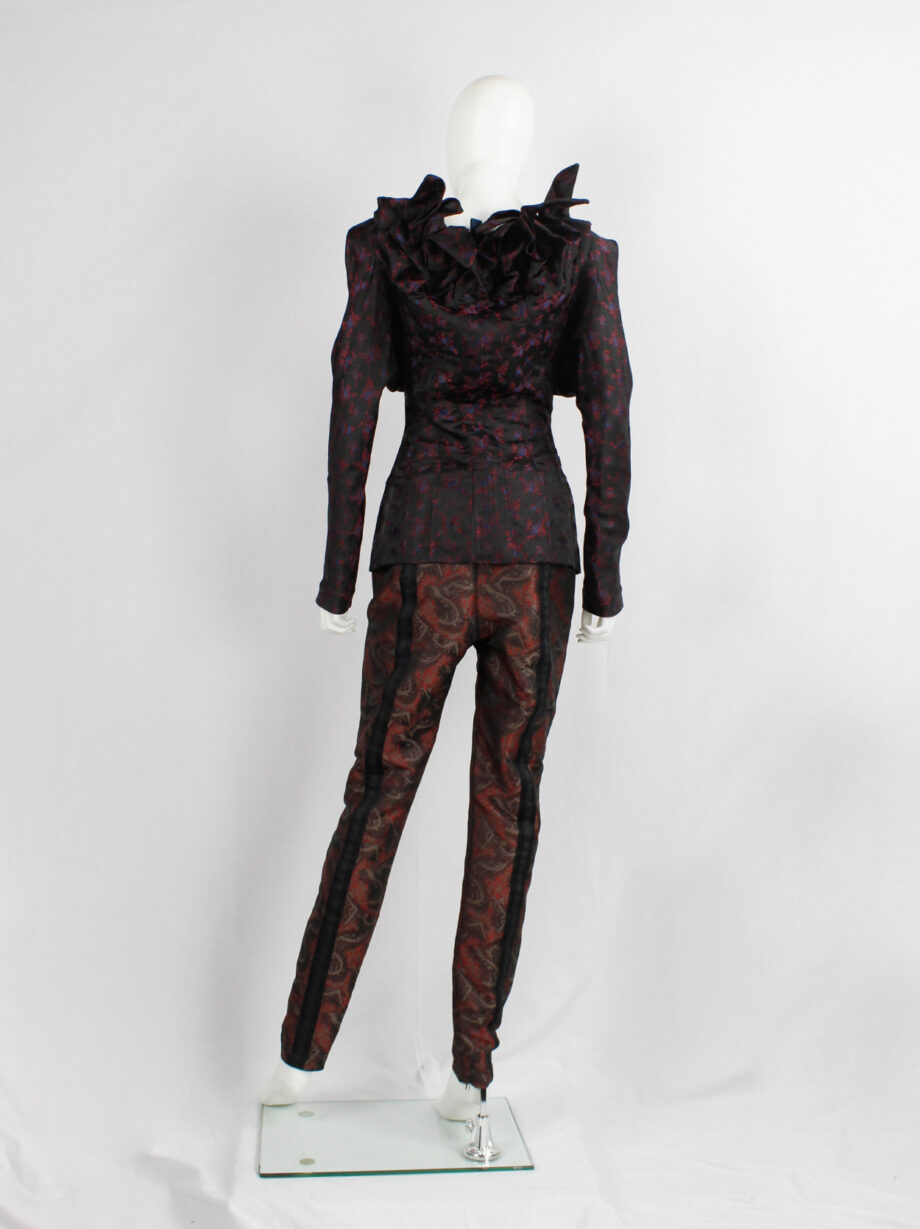 vintage Angelo Figus black floral brocade shirt with sculptural Pierrot collar spring 2000 couture (1)