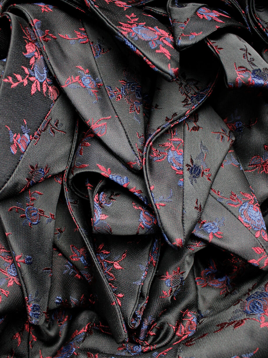 vintage Angelo Figus black floral brocade shirt with sculptural Pierrot collar spring 2000 couture (7)