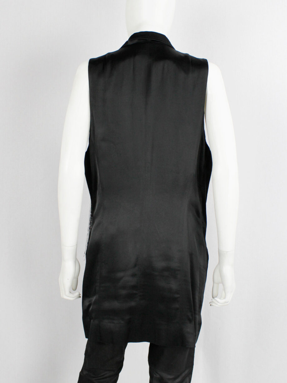 vintage Ann Demeulemeester black oversized waistcoat with ombre fringe spring 2012 (1)