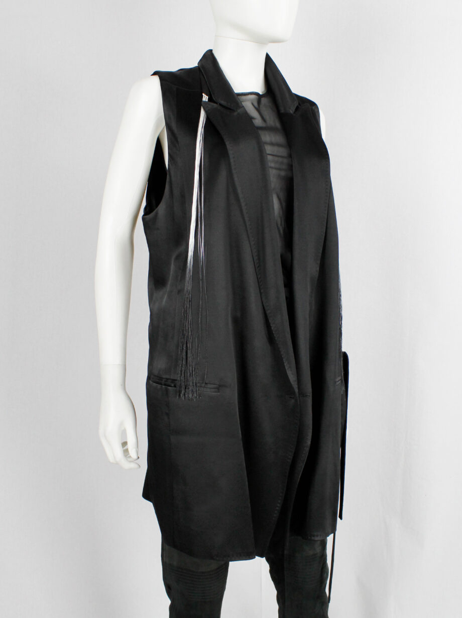 vintage Ann Demeulemeester black oversized waistcoat with ombre fringe spring 2012 (10)