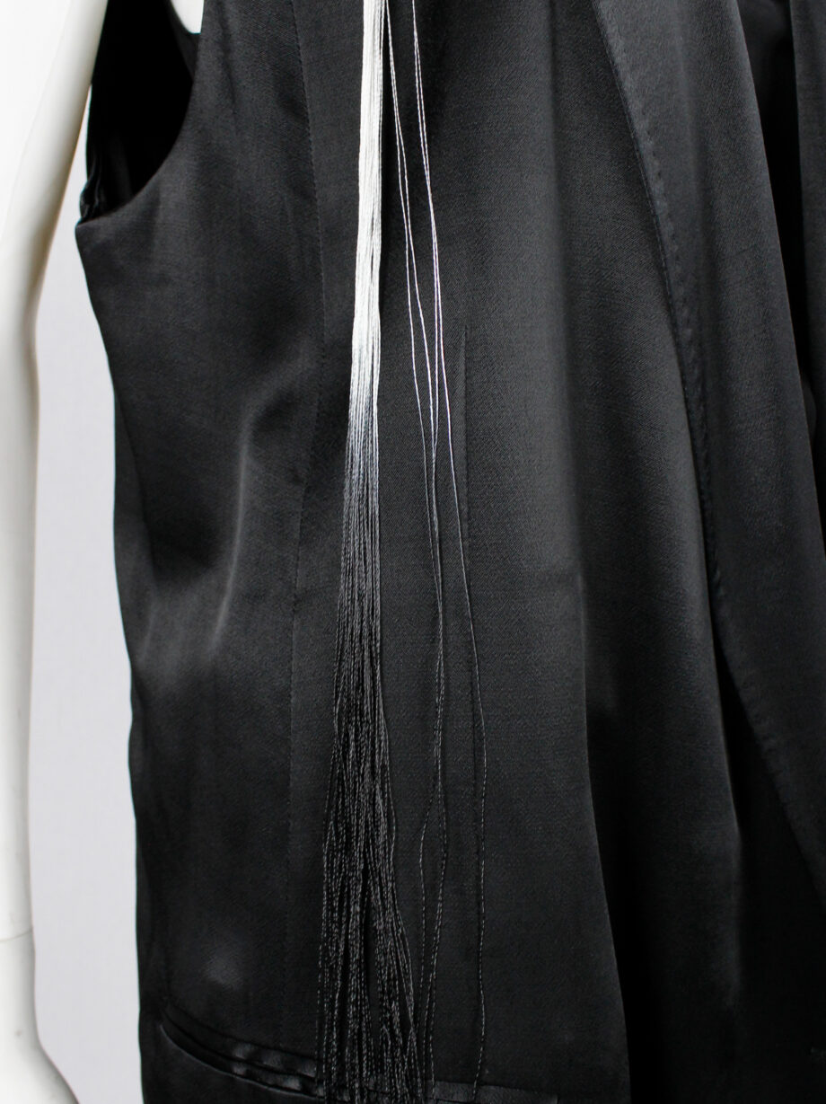vintage Ann Demeulemeester black oversized waistcoat with ombre fringe spring 2012 (11)