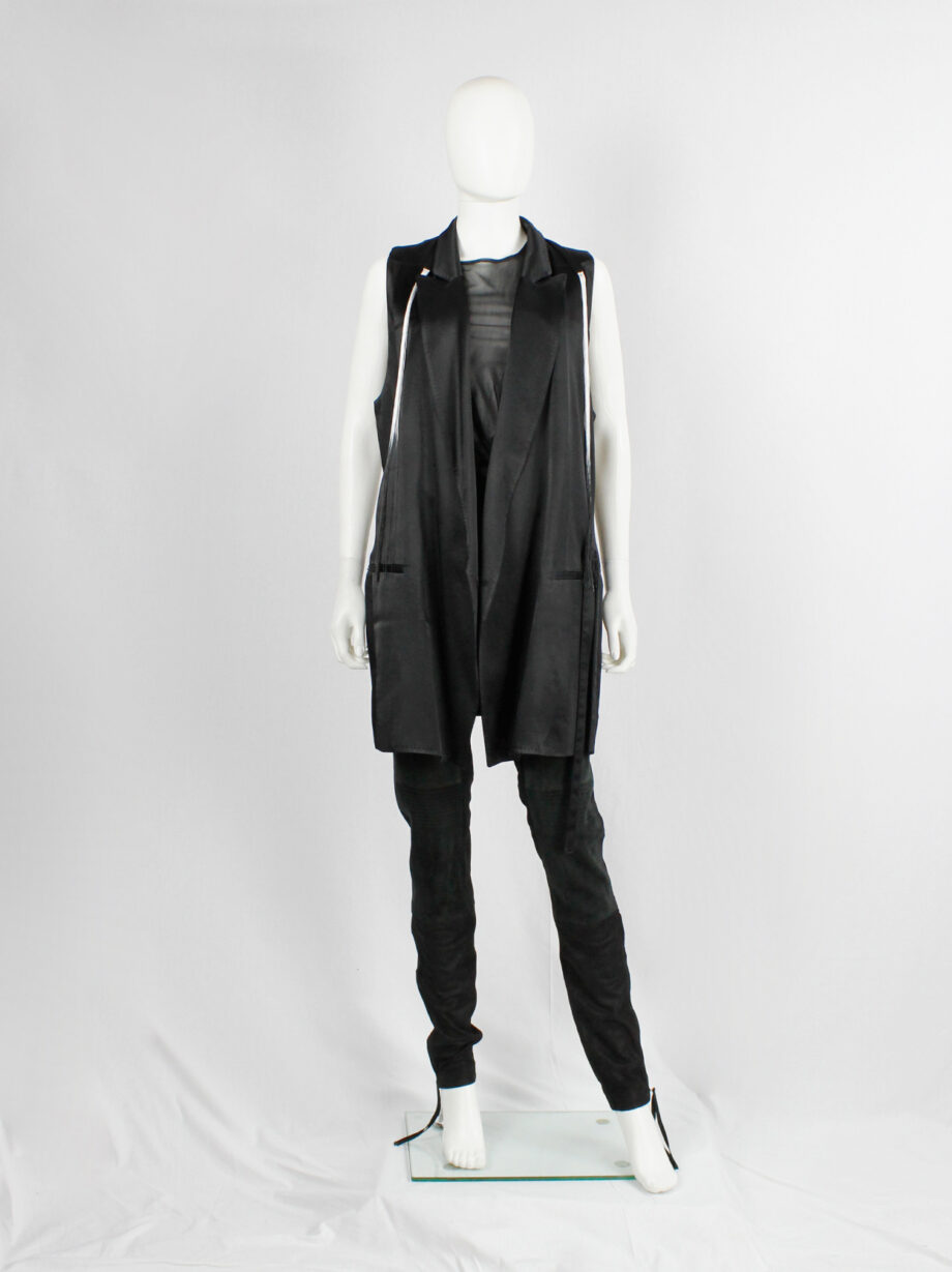 vintage Ann Demeulemeester black oversized waistcoat with ombre fringe spring 2012 (14)