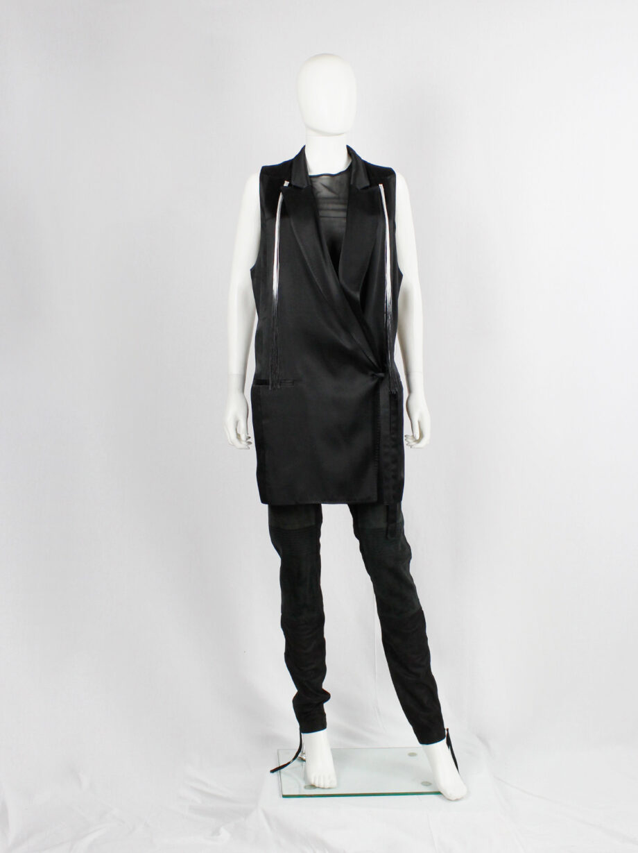 vintage Ann Demeulemeester black oversized waistcoat with ombre fringe spring 2012 (15)