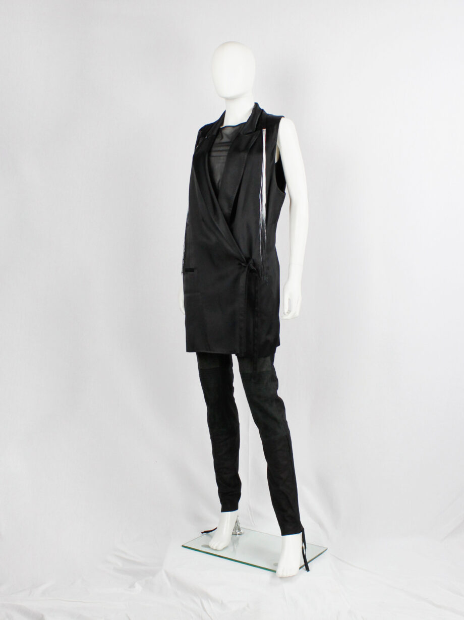 vintage Ann Demeulemeester black oversized waistcoat with ombre fringe spring 2012 (16)