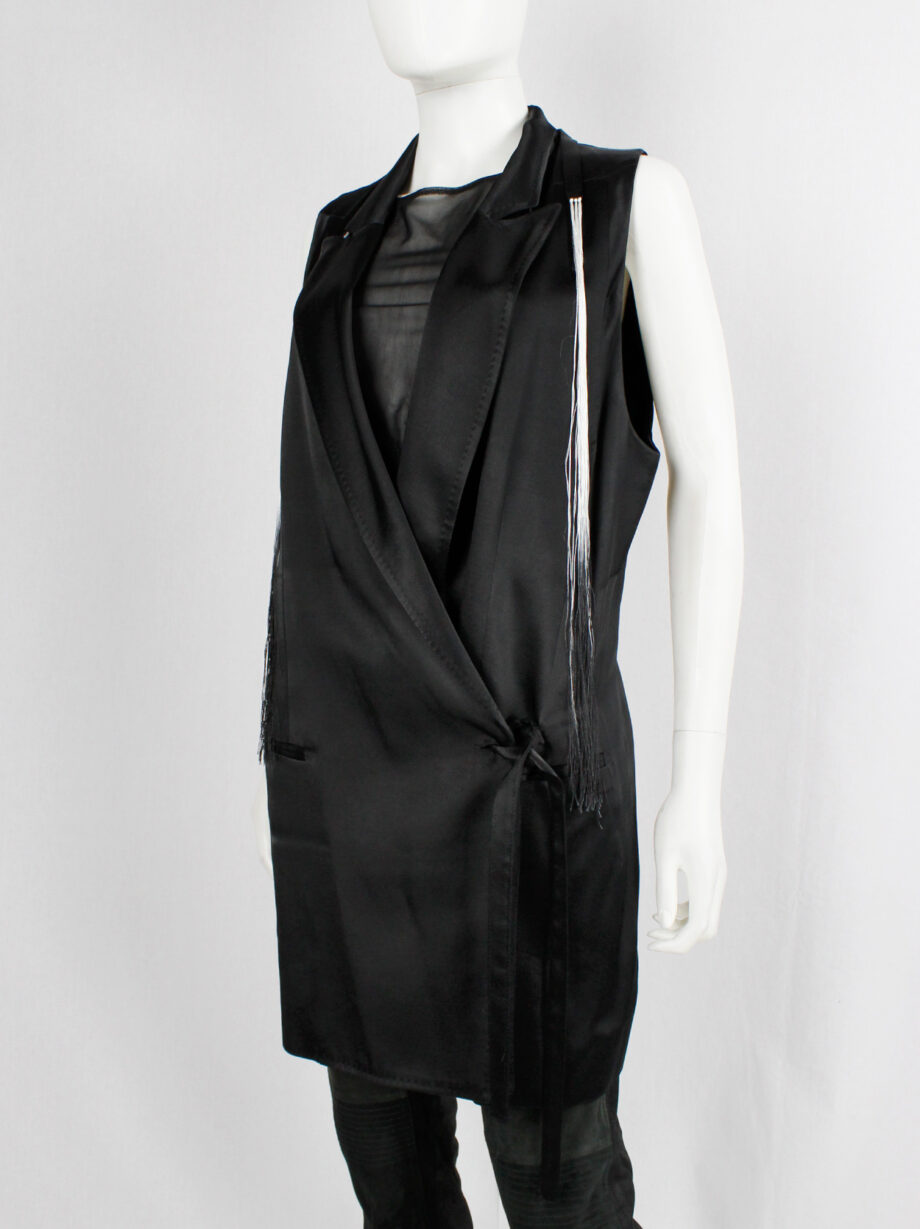 vintage Ann Demeulemeester black oversized waistcoat with ombre fringe spring 2012 (17)