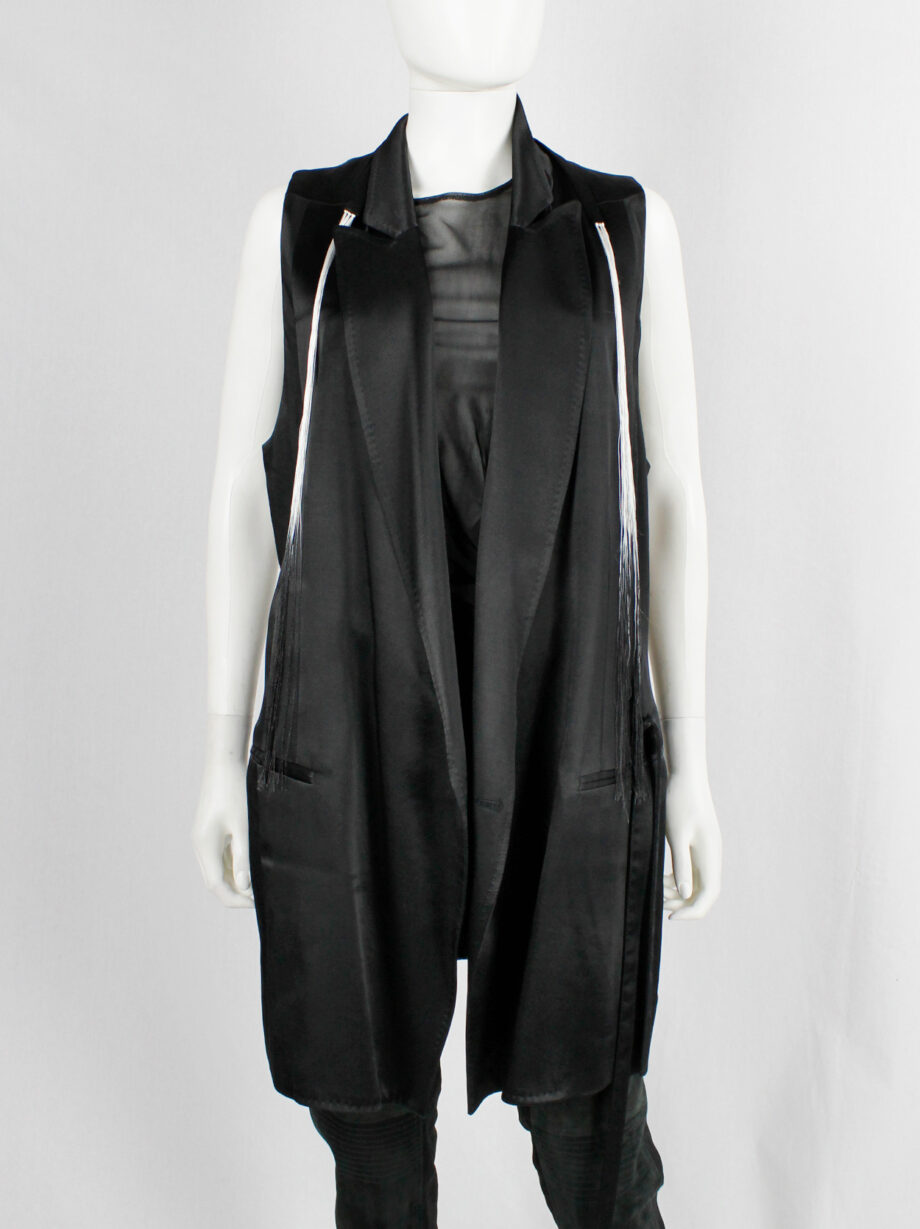 vintage Ann Demeulemeester black oversized waistcoat with ombre fringe spring 2012 (9)