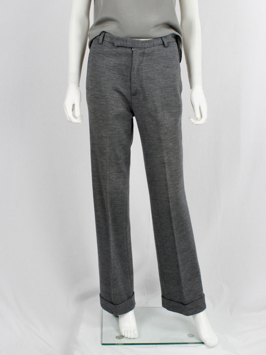 vintage Maison Martin Margiela grey trousers with outwards hemmed cuffs 1995 1996 1997 1998 (1)
