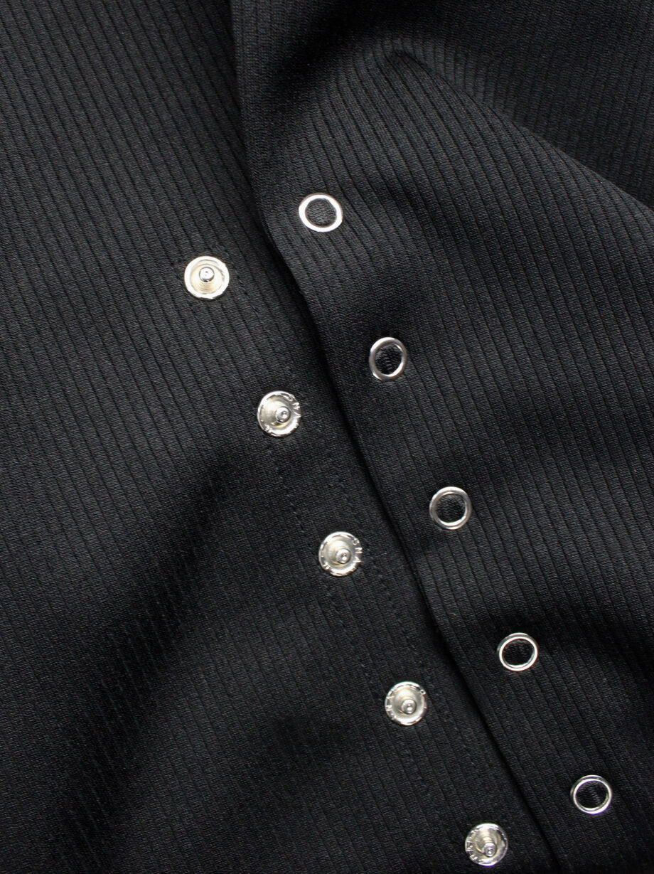 vintage Yohji Yamamoto ys black long pencil skirt with adjustable silver snap buttons (4)