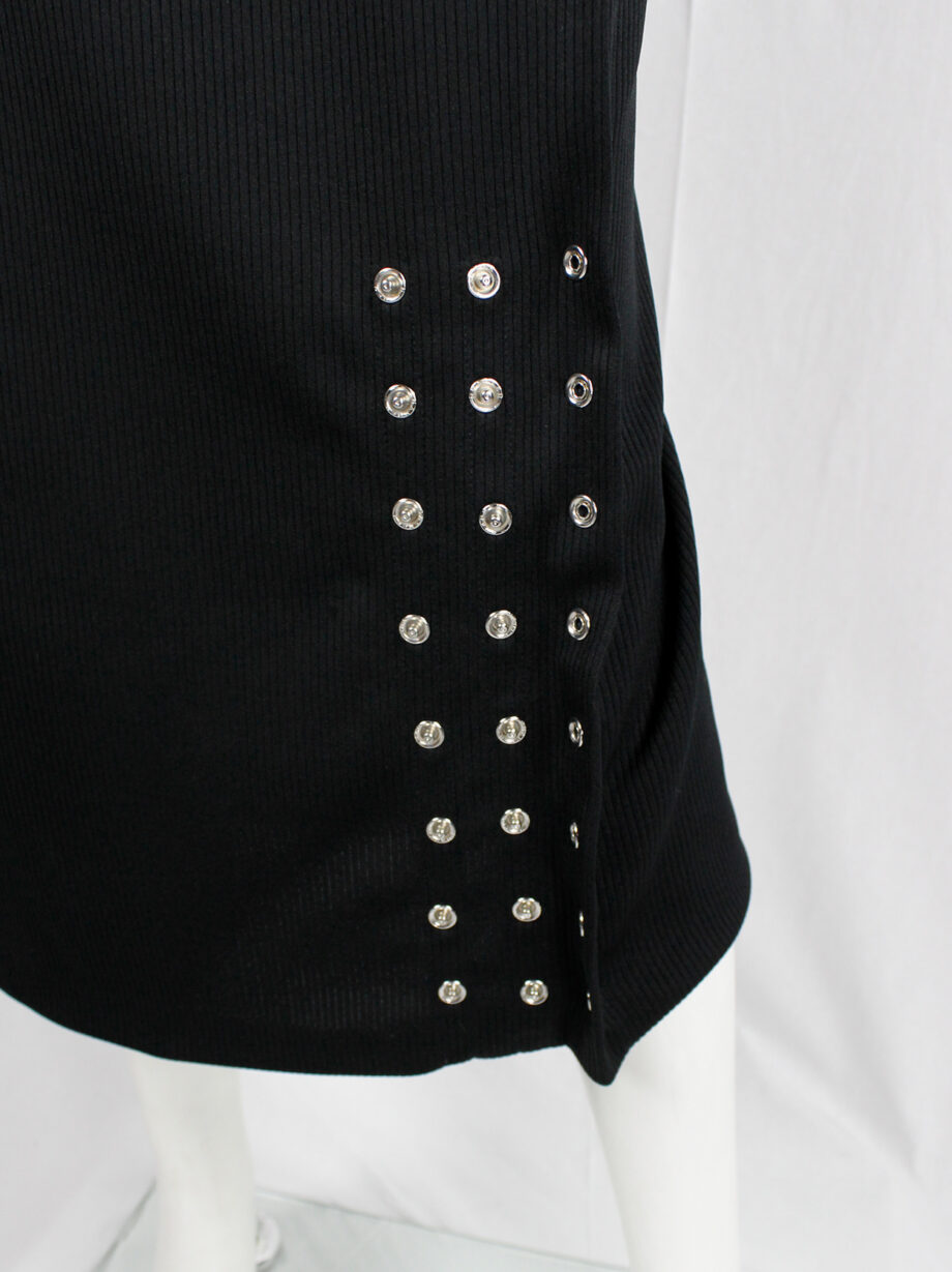 vintage Yohji Yamamoto ys black long pencil skirt with adjustable silver snap buttons (8)