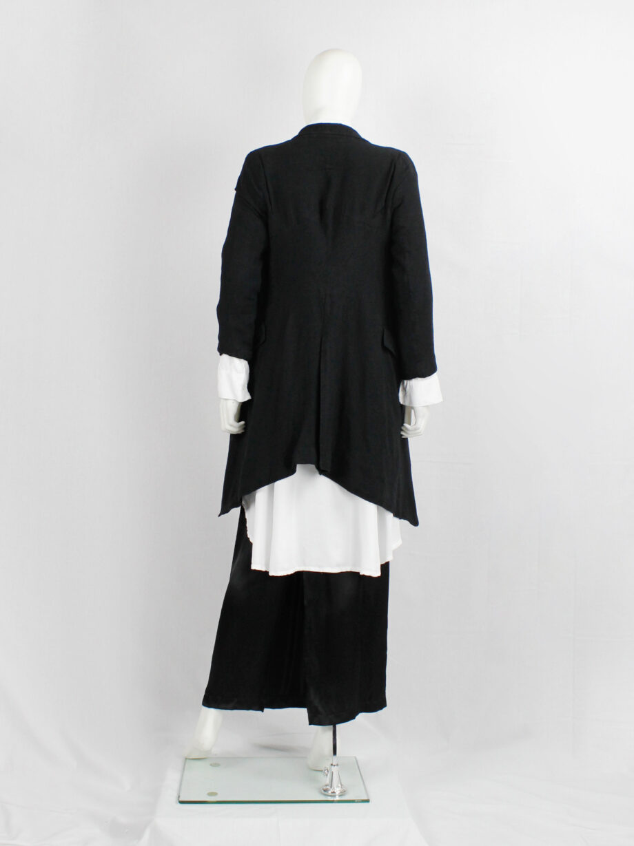 Ann Demeulemeester black cutaway blazer with cropped sleeves and long back (4)
