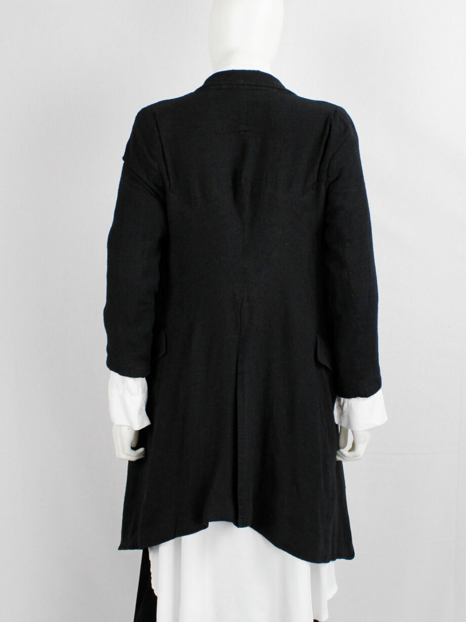 Ann Demeulemeester black cutaway blazer with cropped sleeves and long back (5)