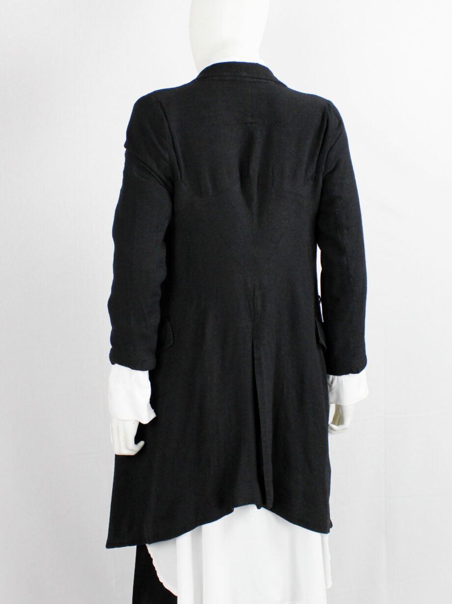 Ann Demeulemeester black cutaway blazer with cropped sleeves and long back (6)