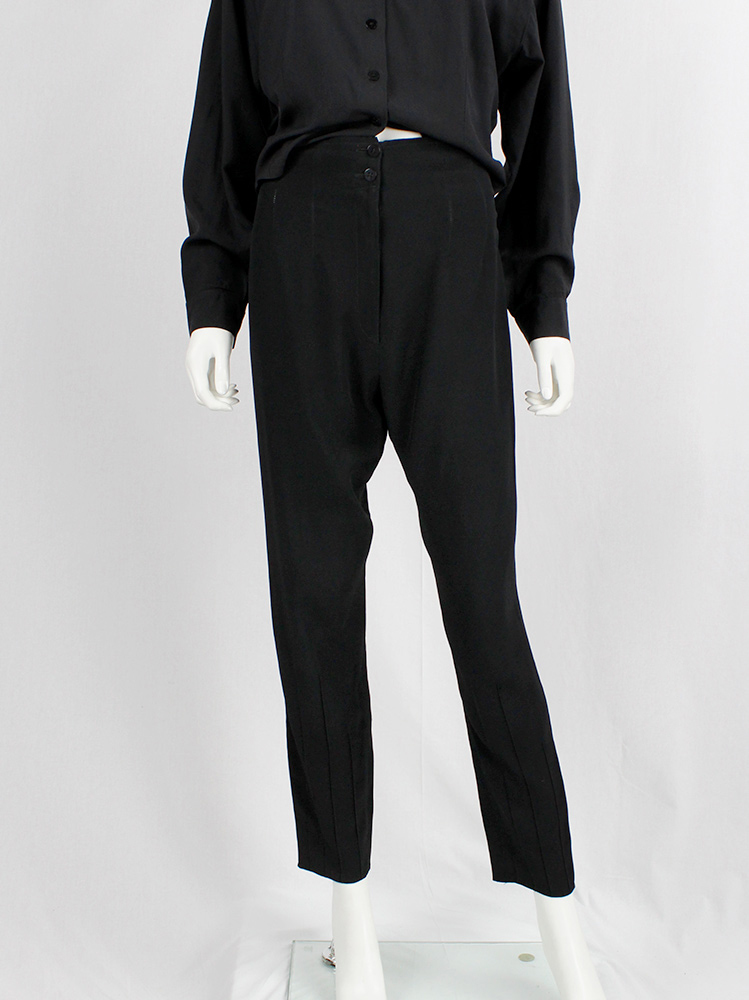 Ann Demeulemeester black harem trousers with darts at the cuffs 1980s 80s (2)