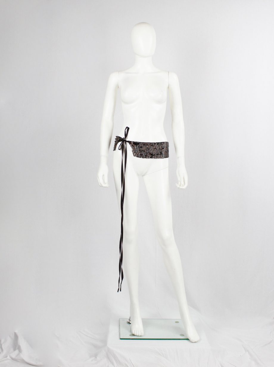 Ann Demeulemeester brown belt embellished with oxidized bronze metal discs fall 2004 (10)
