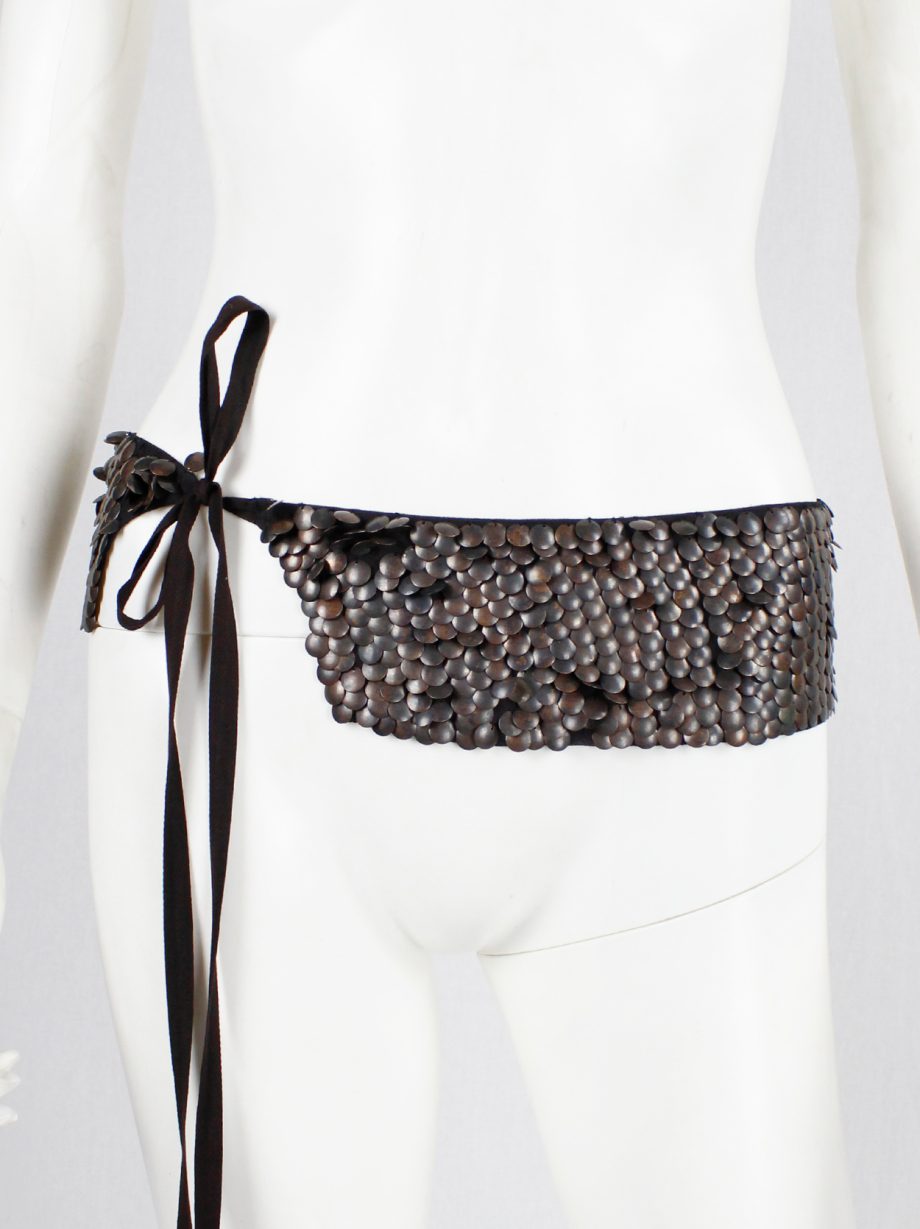 Ann Demeulemeester brown belt embellished with oxidized bronze metal discs fall 2004 (11)