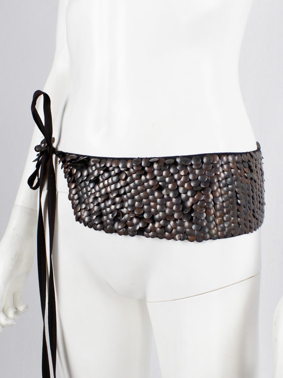 Ann Demeulemeester brown belt embellished with oxidized bronze metal discs fall 2004 (13)