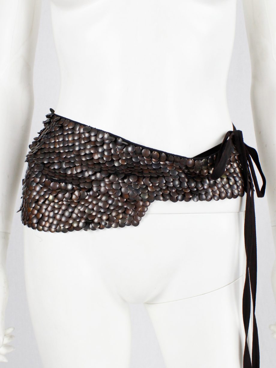 Ann Demeulemeester brown belt embellished with oxidized bronze metal discs fall 2004 (2)