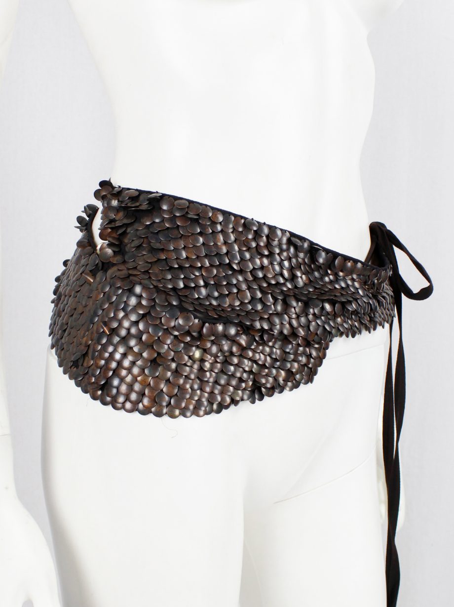 Ann Demeulemeester brown belt embellished with oxidized bronze metal discs fall 2004 (3)