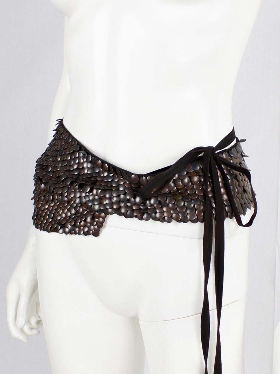 Ann Demeulemeester brown belt embellished with oxidized bronze metal discs fall 2004 (4)