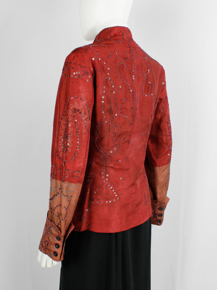 Dries Van Noten red India-inspired jacket with sequinned paisley print spring 1998 (1)