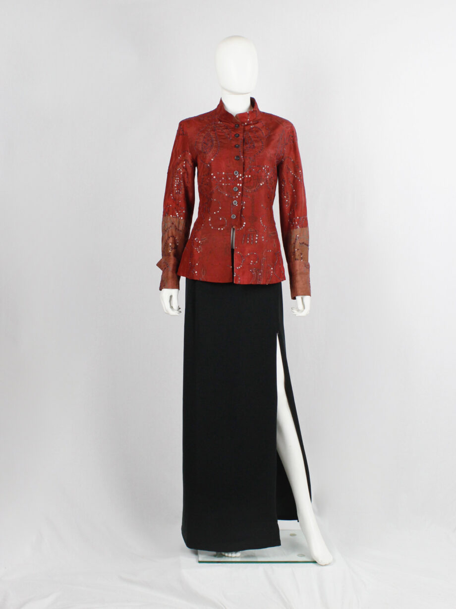 Dries Van Noten red India-inspired jacket with sequinned paisley print spring 1998 (10)