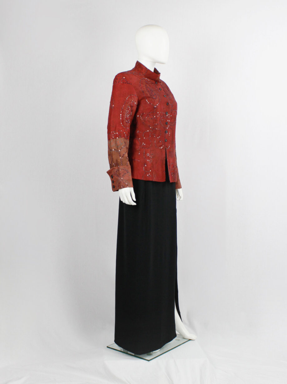Dries Van Noten red India-inspired jacket with sequinned paisley print spring 1998 (11)
