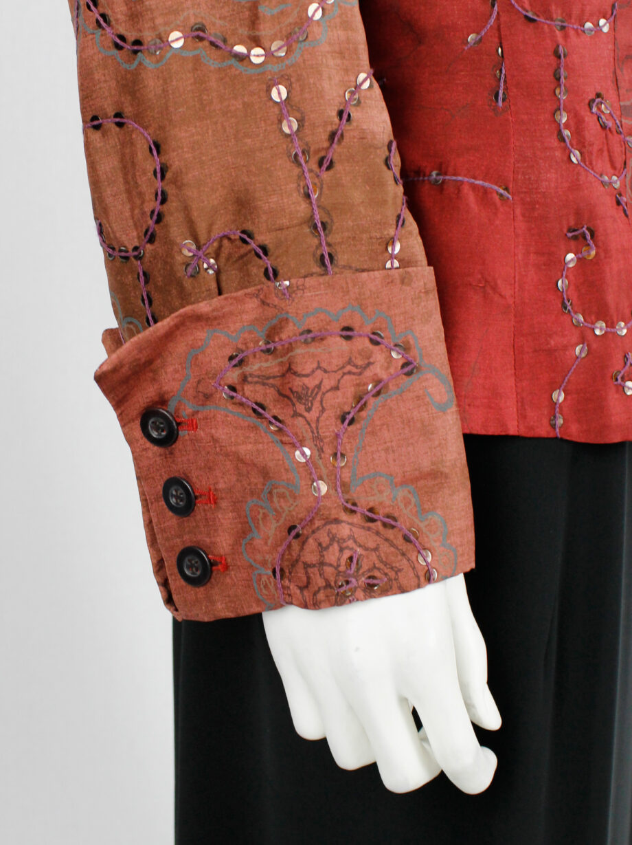 Dries Van Noten red India-inspired jacket with sequinned paisley print spring 1998 (12)