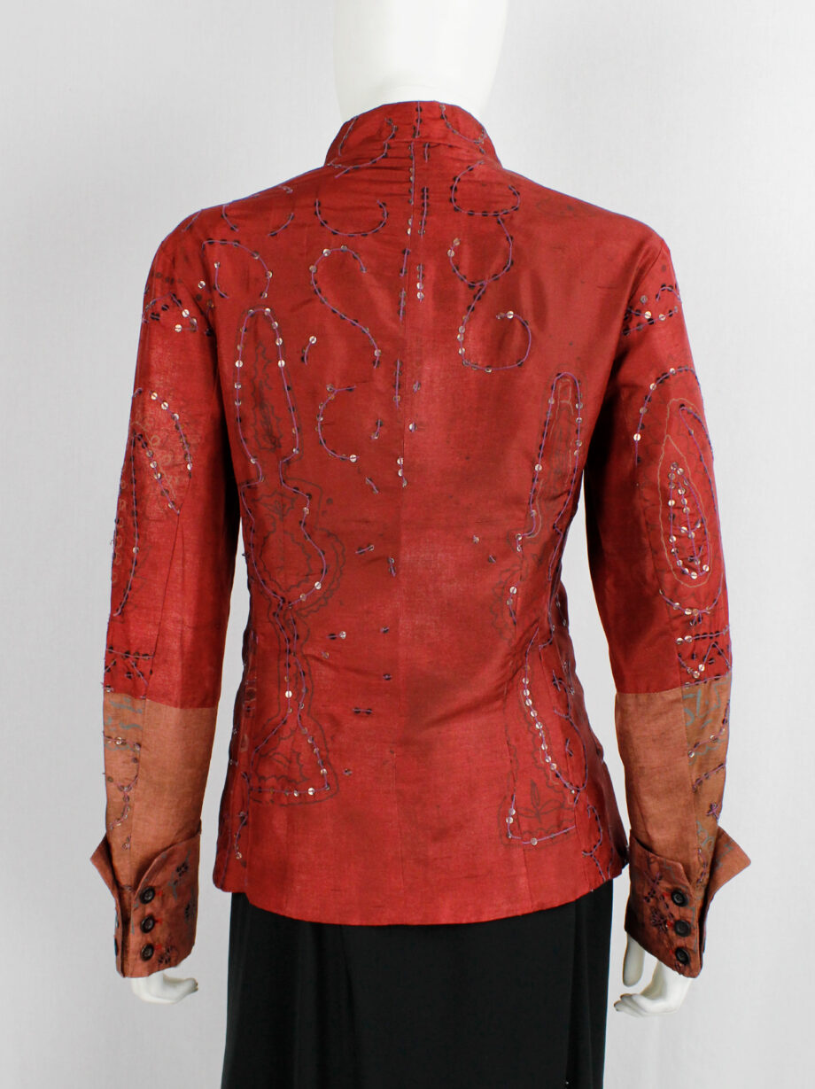 Dries Van Noten red India-inspired jacket with sequinned paisley print spring 1998 (14)