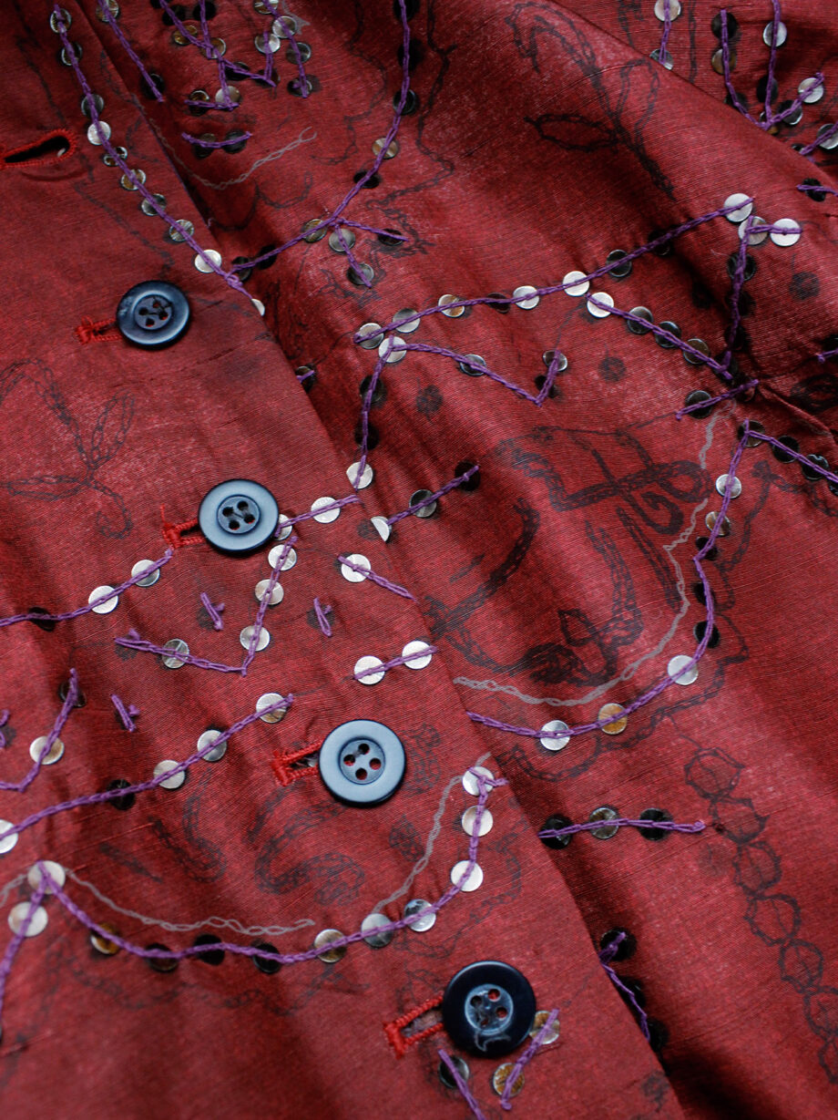 Dries Van Noten red India-inspired jacket with sequinned paisley print spring 1998 (3)