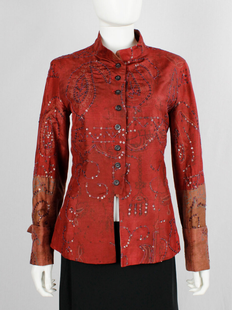 Dries Van Noten red India-inspired jacket with sequinned paisley print spring 1998 (6)