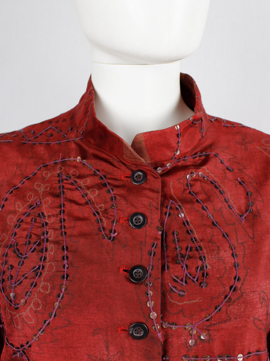 Dries Van Noten red India-inspired jacket with sequinned paisley print spring 1998 (7)