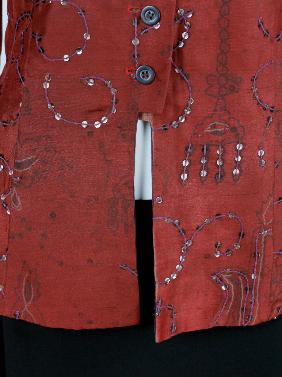 Dries Van Noten red India-inspired jacket with sequinned paisley print spring 1998 (8)