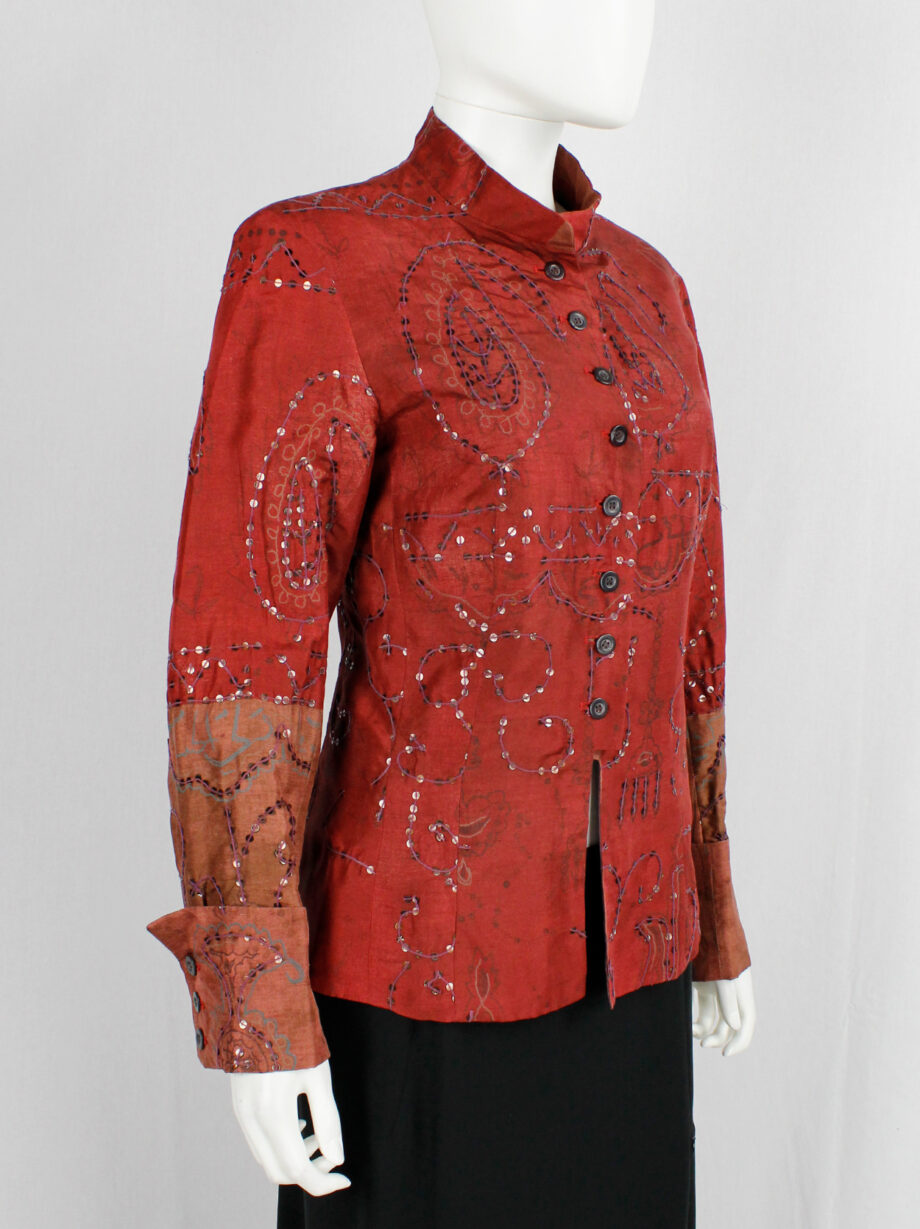 Dries Van Noten red India-inspired jacket with sequinned paisley print spring 1998 (9)