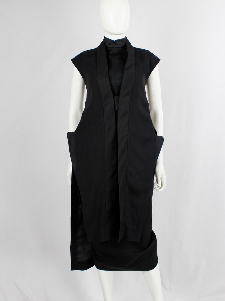 Rick Owens VICIOUS black geometric sleeveless vest with longer front and back panels spring 2014 (1)