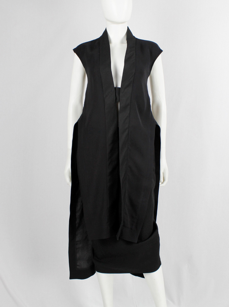 Rick Owens VICIOUS black geometric sleeveless vest with longer front and back panels spring 2014 (12)