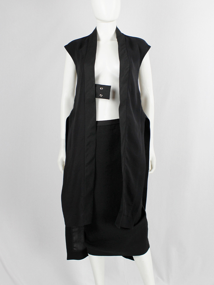 Rick Owens VICIOUS black geometric sleeveless vest with longer front and back panels spring 2014 (13)